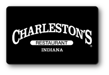 Charlestons Restaurant logo in white on a solid black background.